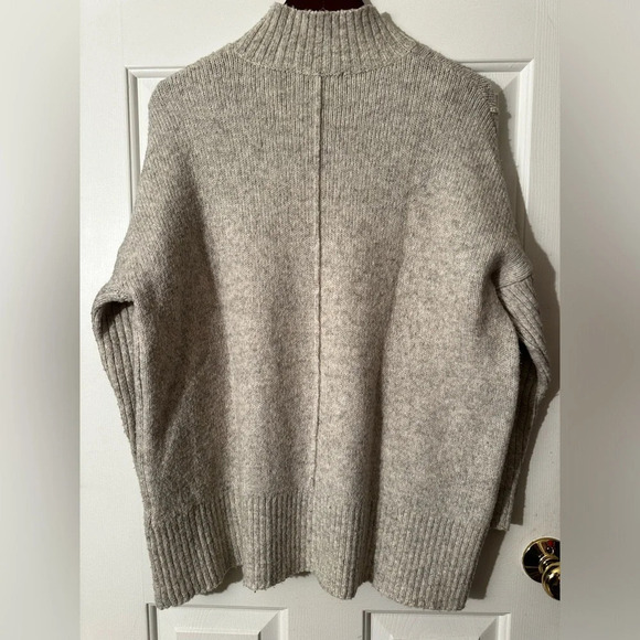 JOHN + JENN Anthropologie Oatmeal Chunky Sweater Wool Blend Mock Neck Oversize S - Picture 8 of 13